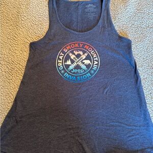Jeep Navy Tank Top with Rainbow Smoky Mountain Graphic